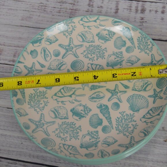 PFALTZGRAFF VENICE AQUA BLUE SEA SHELL SALAD PLATES 8.5" D SET OF 4 NEW  **Pleas - Picture 8 of 13